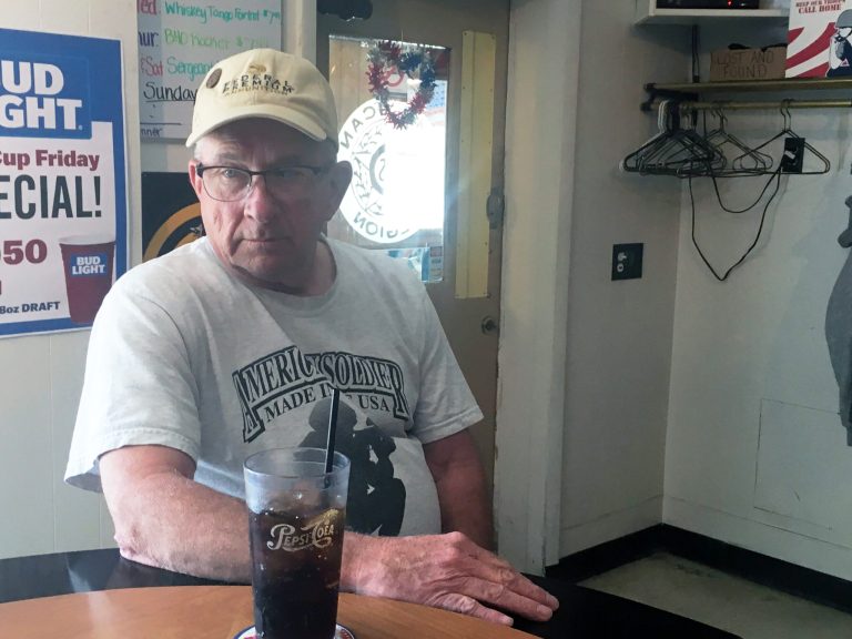 Vietnam-era veteran Pat Kraska discusses the nation's need to come together while sitting in the American Legion hall in Richmond Center, Wisc., on June 5. (Frank Craig for the Washington Examiner)