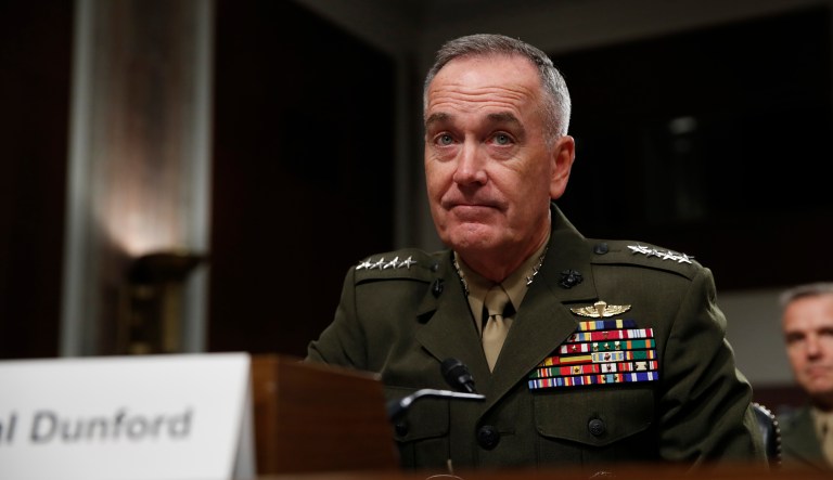 Joint Chiefs Chairman Gen. Joseph Dunford said the military has no plans to reverse a new policy allowing current transgender troops to serve openly, but is entering the next phase of integration by looking at how they will join the military. (AP Photo/Jacquelyn Martin, File)
