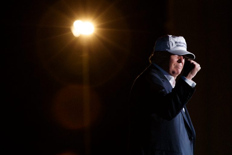 Republican presidential candidate Donald Trump pumps his fist after speaking during a campaign rally, Saturday, Sept. 17, 2016, in Colorado Springs, Colo. (AP Photo/ Evan Vucci)