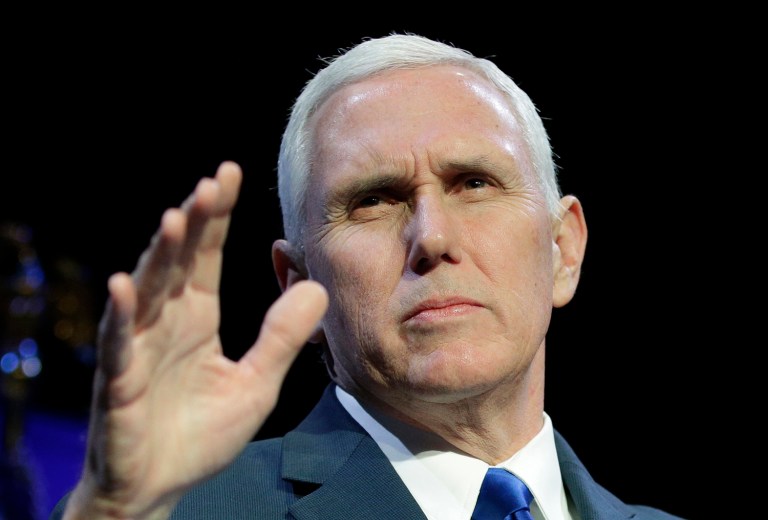 Vice President Mike Pence speaks at the Republican Jewish Coalition annual leadership meeting, Friday, Feb. 24, 2017, in Las Vegas. (AP Photo/John Locher)