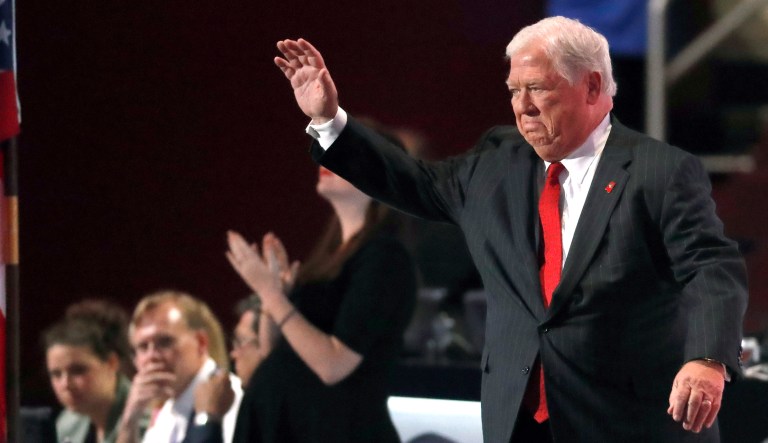 Former Mississippi Gov. Haley Barbour will pay a fine after he tried to go through airport security on Jan. 2 and forgot that he had a loaded gun. (AP Photo/Paul Sancya)