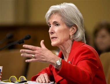 Health and Human Services (HHS) Secretary Kathleen Sebelius testifies on Capitol Hill in Washington, Friday, April 12, 2013, before the House Ways and Means Committee hearing on President Barack Obama's budget proposal for fiscal year 2014, and the HHS.   (AP Photo/J. Scott Applewhite)