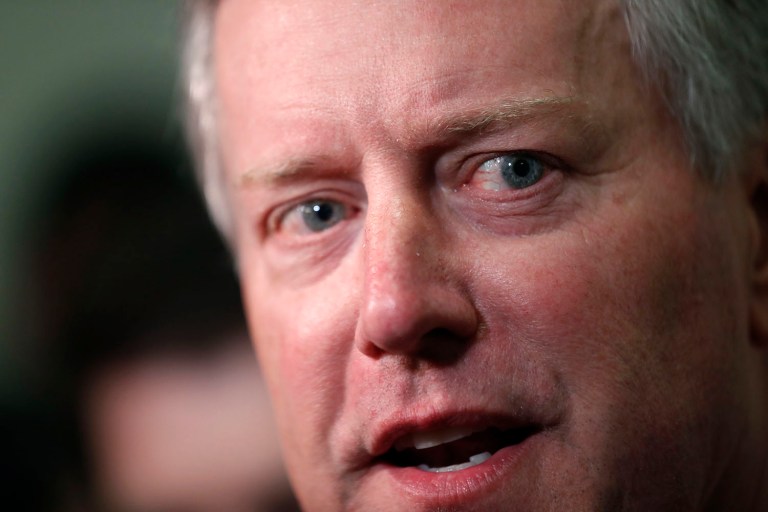 House Freedom Caucus Chairman Rep. Mark Meadows praised Trump even after the president tweets out criticism of the Freedom Caucus. (AP Photo/Alex Brandon)