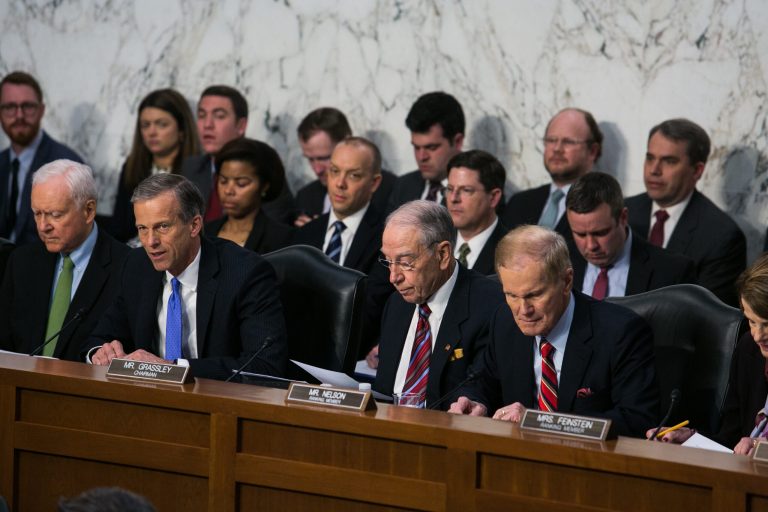 Facebook CEO Mark Zuckerberg testifies before a joint hearing of the Commerce and Judiciary Committees on Capitol Hill, Tuesday, April 10, 2018, about the use of Facebook data to target American voters in the 2016 presidential election.