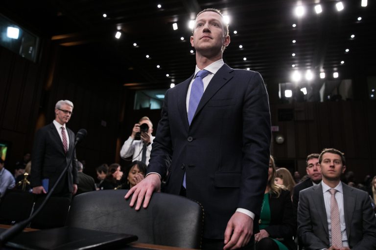 Facebook CEO Mark Zuckerberg testifies before a joint hearing of the Commerce and Judiciary Committees on Capitol Hill, Tuesday, April 10, 2018, about the use of Facebook data to target American voters in the 2016 presidential election.