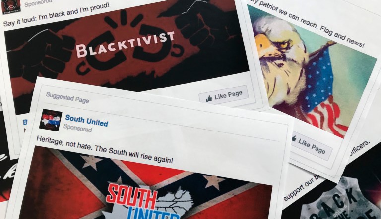 Some of the Facebook ads linked to a Russian effort to disrupt the American political process released by the House Intelligence Committee on Nov. 1, 2017.