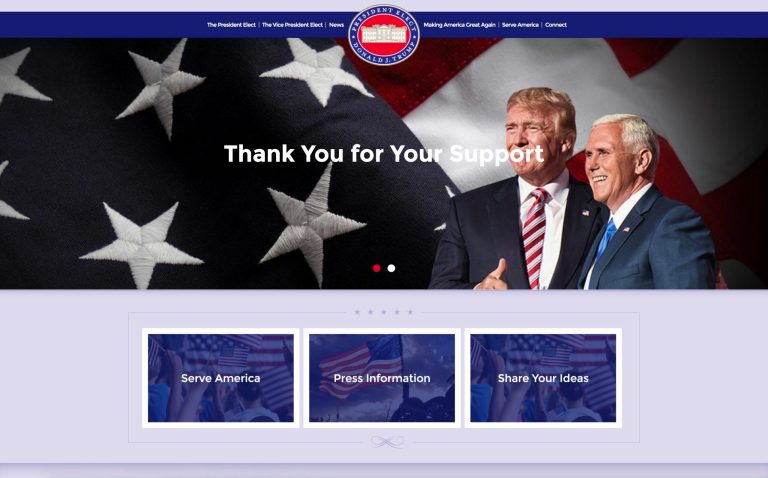 Greatagain.gov first appeared online on Wednesday, hours after Trump won the presidency. (Image courtesy screenshot)