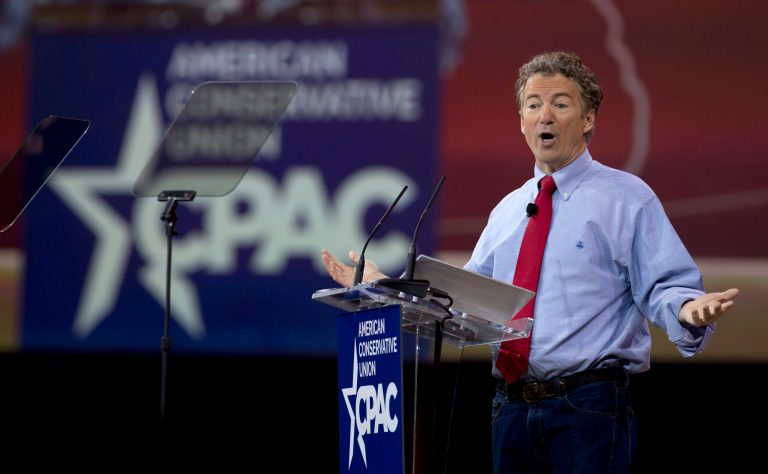 Sen. Rand Paul, R-Ky. speaks during the Conservative Political Action Conference (CPAC) in National Harbor, Md., Friday, Feb. 27, 2015. (AP Photo/Carolyn Kaster)
