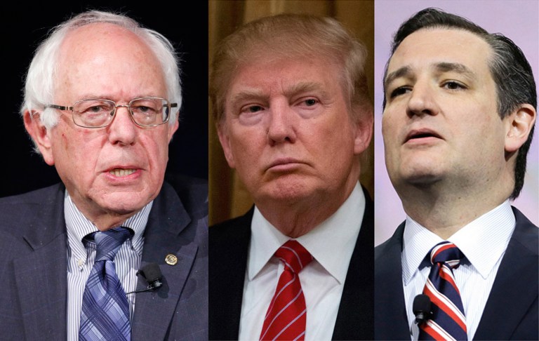 Donald Trump, Ted Cruz and Bernie Sanders are eligible to participate in New Hampshire's Feb. 9 primary, the state's Ballot Law Commission ruled Tuesday. (AP Photos)