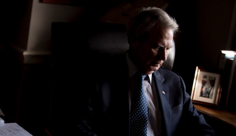 Rep. Walter Jones, R-N.C. poses for a portrait in his office on Capitol Hill, Wednesday, Oct. 25, 2017, in Washington.