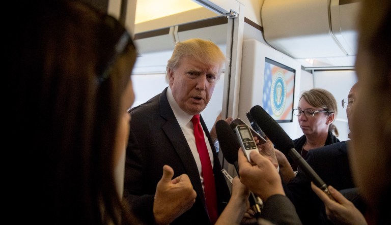 President Trump told reporters Saturday on Air Force One after attending the Asia-Pacific Economic Cooperation meeting in Vietnam that he didn't devote much time to the allegations surrounding Roy Moore due to his trip. (AP Photo/Andrew Harnik)