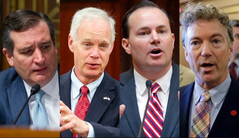 Sens. Ted Cruz of Texas, Ron Johnson of Wisconsin, Mike Lee of Utah and Rand Paul of Kentucky issued a joint statement announcing they do not support the plan 