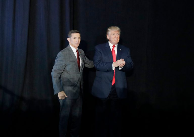Michael G. Flynn, the 33-year-old son of President-elect Trump's incoming national security adviser, has been forced off the transition team, according to multiple reports Tuesday evening. (AP Photo/John Locher)