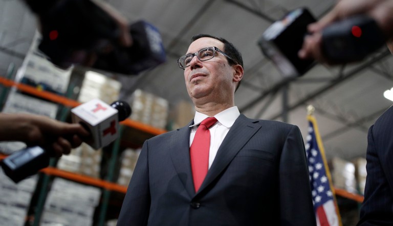According to one Republican, who requested anonymity, Mnuchin told the GOP, 