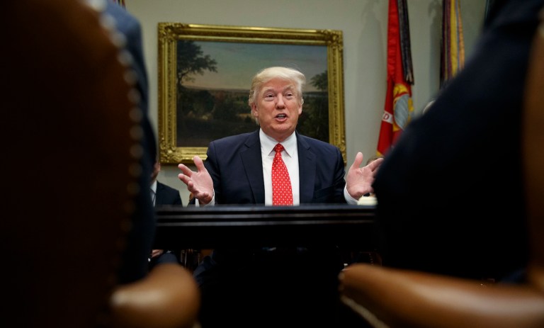 A Texas sheriff told Trump he was frustrated by a state senator's efforts to reform civil asset forfeiture. (AP Photo/Evan Vucci)