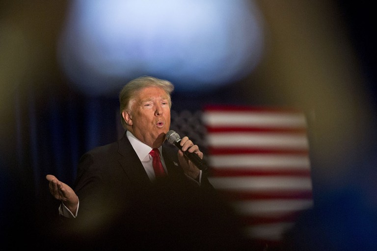 37% of voters in the GOP contests so far voted for Trump, which means that 62-63 percent voted against him. (Bloomberg/Daniel Acker)