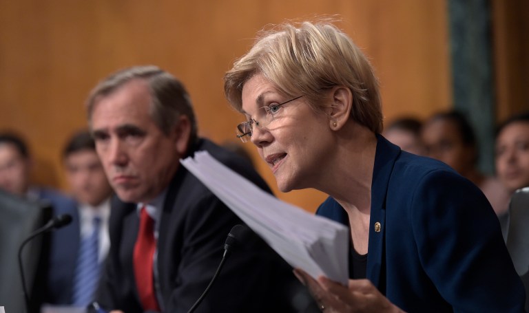 Senators led by Sen. Elizabeth Warren, D-Mass., (above) and Bernie Sanders, I-Vt., wrote on Friday that Aetna's answers to their initial query on Sept. 8 were insufficient. (AP Photo/Susan Walsh)