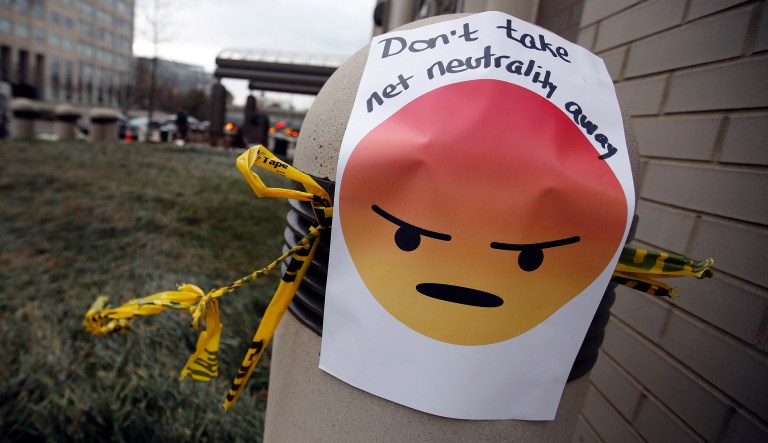 Recode reports this week that Amazon, Facebook, and Google have rallied a host of other multi-billion-dollar Internet corporations to file a legal brief in an effort to restore net neutrality. (AP Photo/Carolyn Kaster)