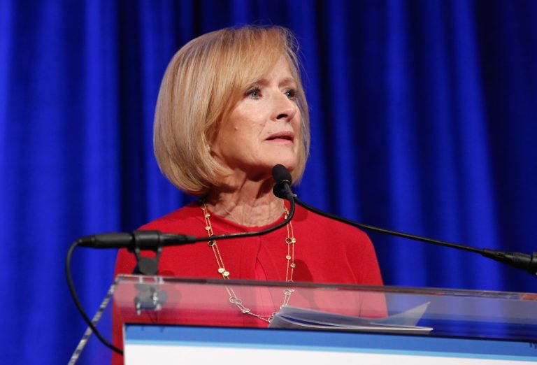 Managing Editor at PBS NewsHour Judy Woodruff speaks onstage at the International Women's Media Foundation's 2013 Courage In Journalism And Lifetime Achievement Awards at Cipriani 42nd Street on October 23, 2013 in New York City. (Photo by Cindy Ord/Getty Images for International Women's Media Foundation)