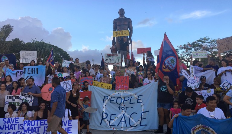 Guam officials told the public Monday to live as they've always lived, despite the possibility that North Korea might soon decide to launch missiles toward the U.S. territory. (AP Photo/Tassanee Vejpongsa)