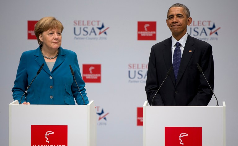 President Obama on Monday called on Germans and all Europeans not to blame immigrants for the stagnant wages and other problems that have plagued Europe. (AP Photo/Carolyn Kaster)