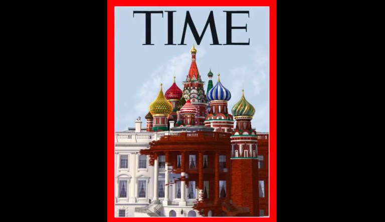 Time magazine cover depicts Trump White House morphing into Moscow’s Red Square
