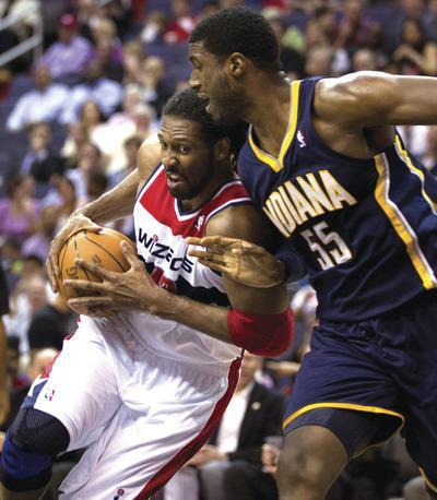 Evan Vucci/AP
Washington Wizards center Nene had just six points on 3-for-9 shooting in Thursday's loss to the Pacers.