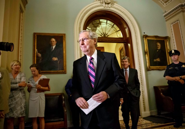 With control of the Senate on the line and Democrats and their allies pouring millions more into competitive contests than the Republicans and their supporters, Senate Minority Leader Mitch McConnell, R-Ky., made an impassioned plea to his conference during Tuesday's weekly caucus lunch. (AP Photo/J. Scott Applewhite)