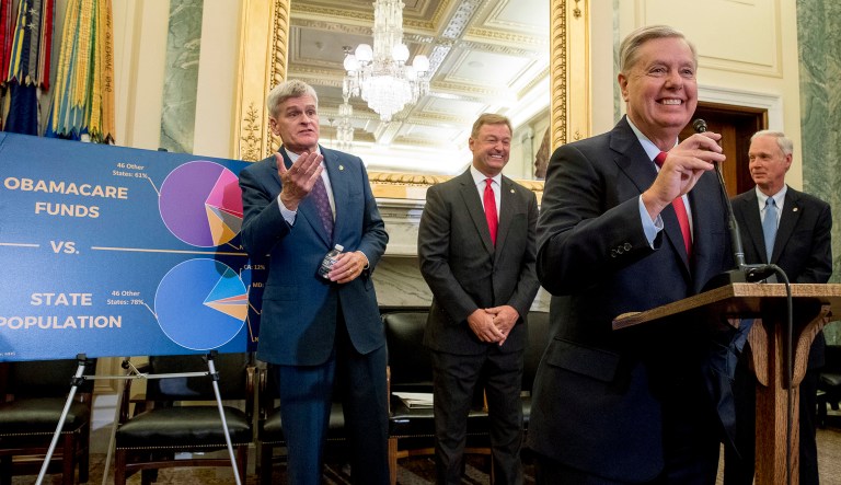 Republican Sens. Lindsey Graham of South Carolina, Bill Cassidy of Louisiana, Dean Heller of Nevada, and Ron Johnson of Wisconsin are co-sponsoring the legislation to reform healthcare. (AP Photo/Andrew Harnik)
