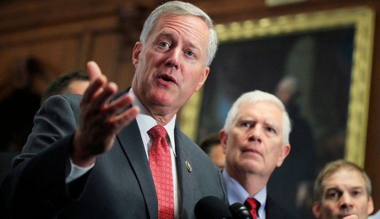 Freedom Caucus Chairman Rep. Mark Meadows, R-S.C., says conferees should work on a bill in August so both chambers can pass it when they return from recess. (AP Photo/Manuel Balce Ceneta)