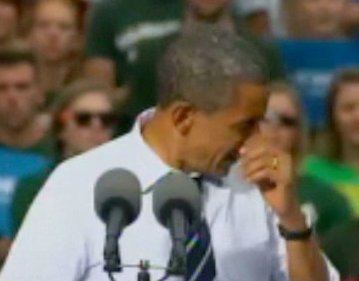 Obama sneezes while defending Obamacare; blames it on Republicans