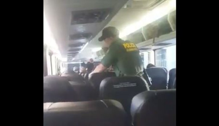 The video, posted on Twitter by the Florida Immigrant Coalition, an immigrant advocacy group, shows the border agents conducting a routine inspection on Friday and asking passengers for 