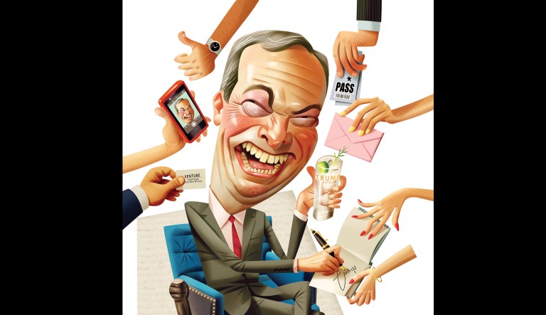 Man at the Trumpworld cocktail bar