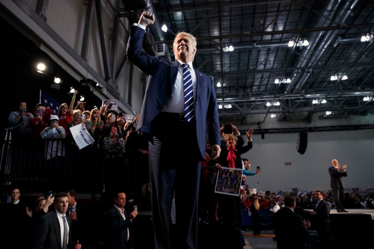 This suggests at least a faint chance that Trump's appeal to non-college whites. (AP Photo/ Evan Vucci)