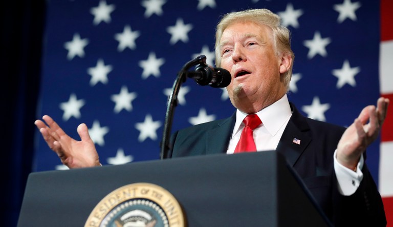 President Trump warns Congress not to block his push for tax reform. (AP Photo/Alex Brandon)