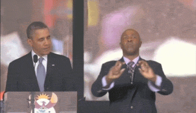 GIF: Someone on the internet turned the fake Obama interpreter into a balloon artist
