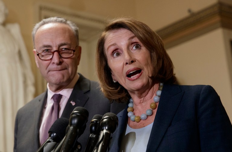 House Minority Leader Nancy Pelosi and Senate Minority Leader Chuck Schumer want President Trump to ignore House Speaker Paul Ryan's warning against working with Democrats on healthcare. (AP Photo/J. Scott Applewhite)