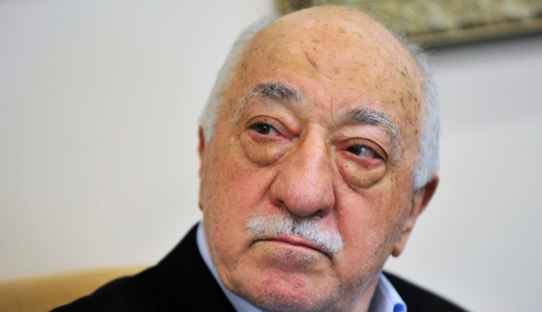 FILE - In this July 2016 file photo, Islamic cleric Fethullah Gulen speaks to members of the media at his compound, in Saylorsburg, Pa. Turkey on Sunday dismissed as "ludicrous and groundless" a report that Turkish officials may have discussed kidnapping Gulen, a U.S.-based Muslim cleric, in exchange for millions of dollars.