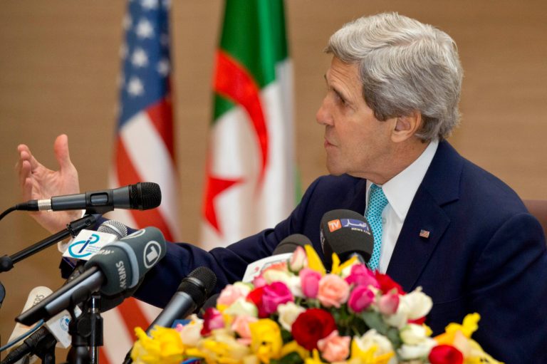Secretary of State John Kerry makes opening remarks at the start of a U.S.-Algeria Strategic Dialogue in Algiers, Algeria, on Thursday. (AP/Jacquelyn Martin)