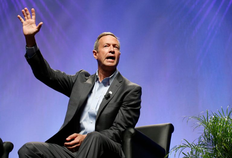 Democratic presidential candidate, former Maryland Gov. Martin O'Malley, speaks at a Netroots Nation town hall meeting, Saturday, in Phoenix. (AP Photo/Ross D. Franklin)