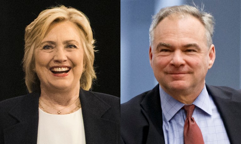 Clinton embraced Kaine's criticisms of Trump at a Virginia rally. (AP Photos)