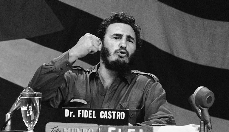 CubaÃ­s Prime Minister Fidel Castro charged at night that recent statements by President Dwight Eisenhower and Secretary of State Christian Herter were part of Ã¬premeditatedÃ® plan to create internal front against Cuban government.   Above, Castro grimaces and shakes first to make a point during 3 Î© hour television program on April 23, 1960 in Havana, Cuba.