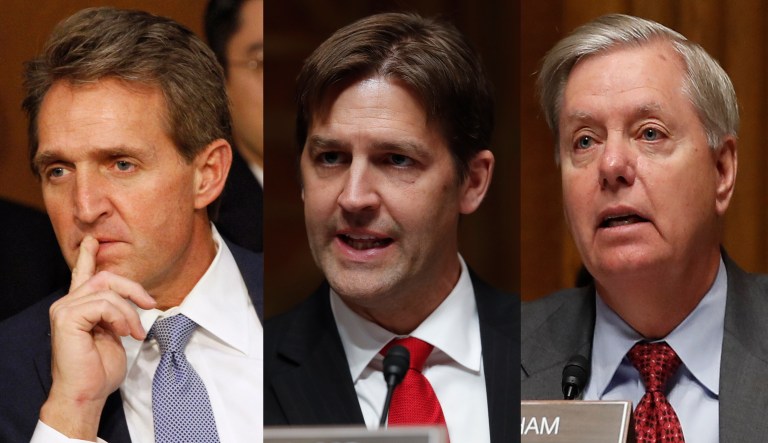 Jeff Flake, Ben Sasse, and Lindsey Graham.