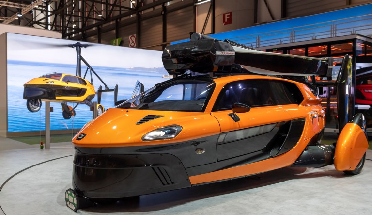 The nwe flying car 'PAL-V Liberty Pioneer Edition' is presented during the press day at the '89th Geneva International Motor Show' in Geneva, Switzerland, Tuesday, March 05, 2019.