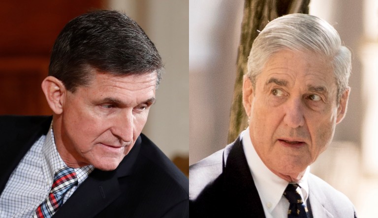 Michael Flynn and Robert Mueller are shown.