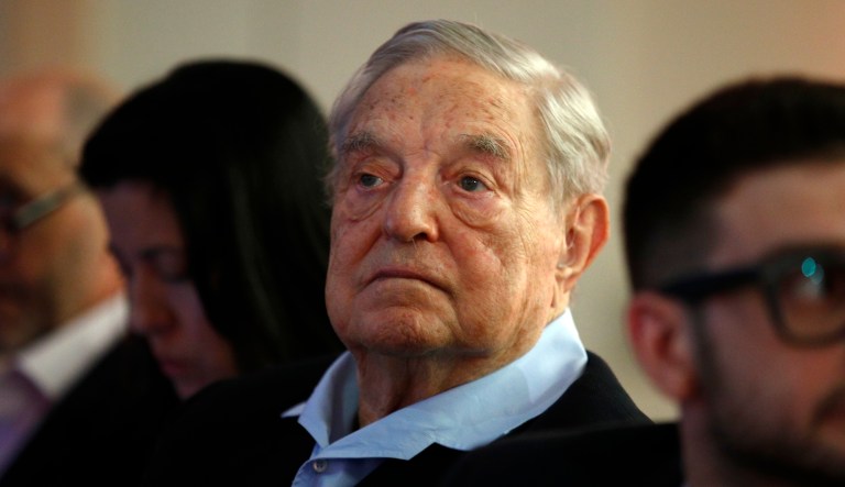 George Soros, founder and chairman of the Open Society Foundations, attends a conference in Paris, Tuesday, May 29, 2018. 