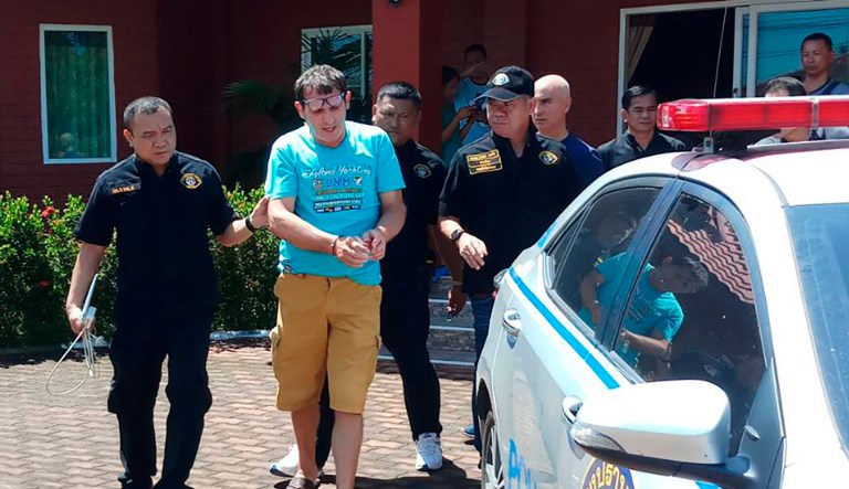 Italian Francesco Galdeli arrested by Thai police officers.