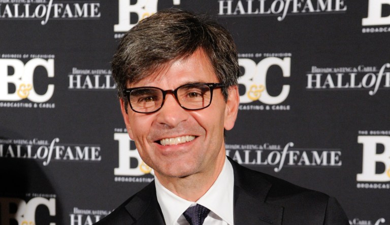 FILE - This Oct. 20, 2014 file photo shows George Stephanopoulos at the 24th Annual Broadcasting and Cable Hall of Fame Awards in New York. Stephanopoulos has apologized for not notifying his employer and viewers about two contributions totaling $50,000 that he made to the Clinton Foundation. ABC's news division said Thursday, May 15, 2015, that "we stand behind him." The donations, made in two installments in 2013 and 2014 and first reported in Politico, were made because of Stephanopoulos' interest in the foundation's work on global AIDS prevention and deforestation, he said.