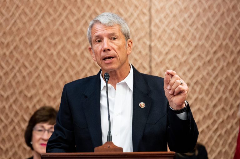 U.S. Representative Kurt Schrader (D-OR) speaking at a press conference sponsored by the Problem Solvers Caucus and the Common Sense Coalition to announce "principles for legislation to lower prescription drug prices" at the US Capitol in Washington, DC. 