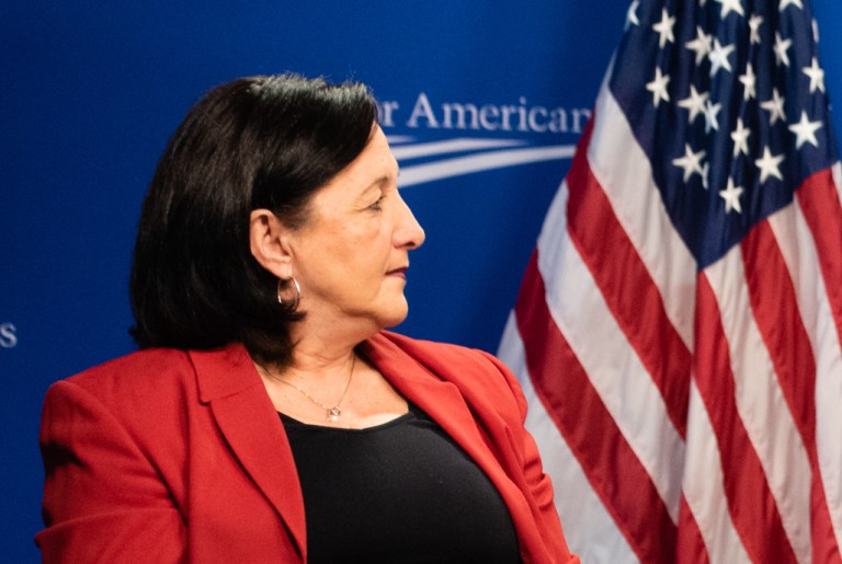 Buta Biberaj, the Commonwealth's Attorney of Loudoun County, Virginia, appears at a 2019 event at the Center for American Progress.